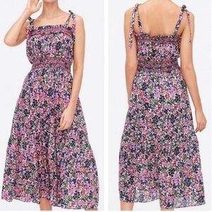 J.crew Smocked Dress In Watermark Floral Print Size Medium.
